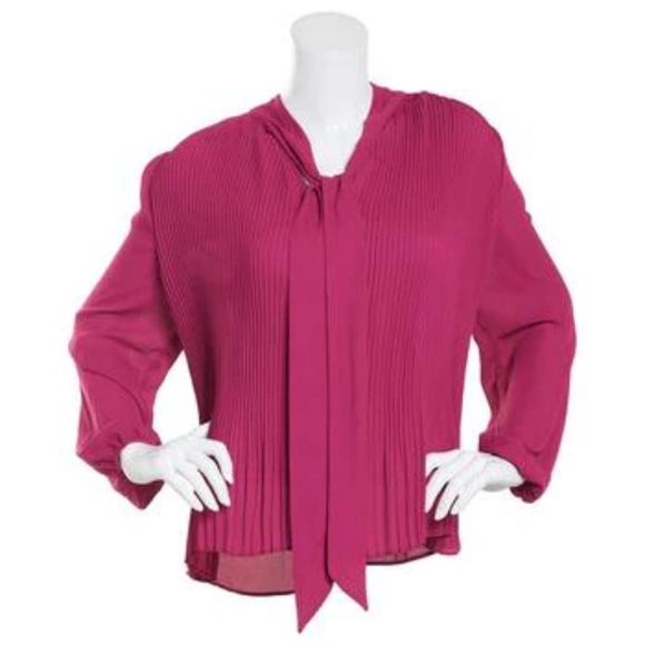 NWT 2 NANETTE LAPORE PLEATED MIDI SKIRT & MATCHING  PLEATED BOW SHIRT SZ L - Picture 6 of 12